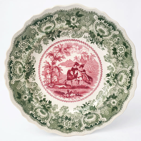 Antique Transferware 8” Plate Green & Red Bi-Color ANDALUSIA by Adams England