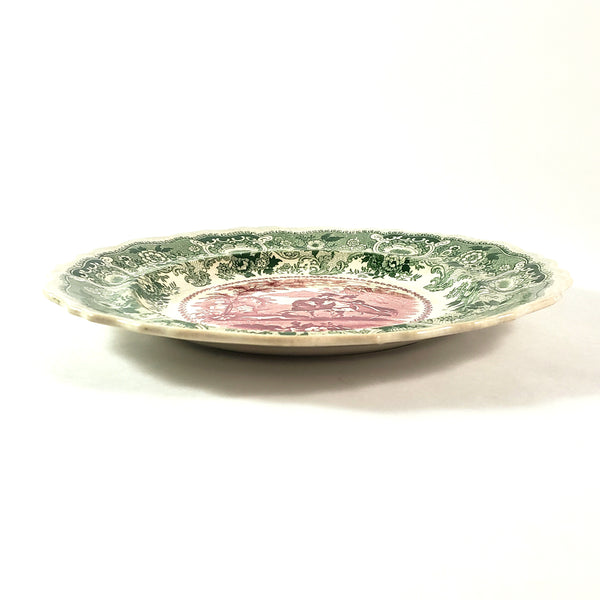 Antique Transferware 8” Plate Green & Red Bi-Color ANDALUSIA by Adams England