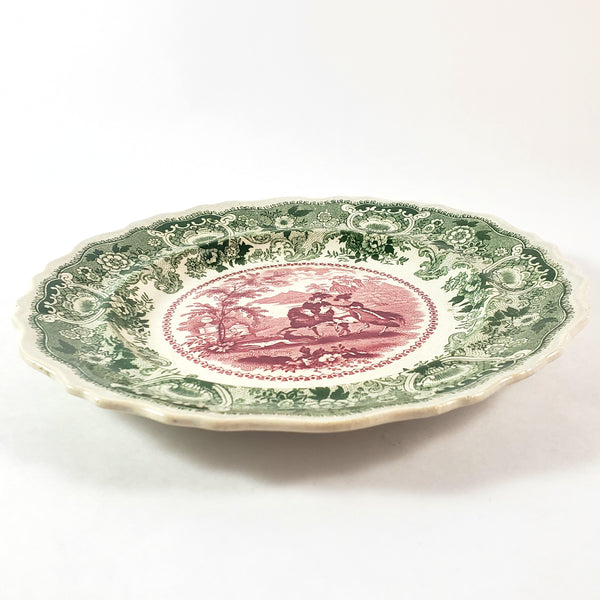 Antique Transferware 8” Plate Green & Red Bi-Color ANDALUSIA by Adams England
