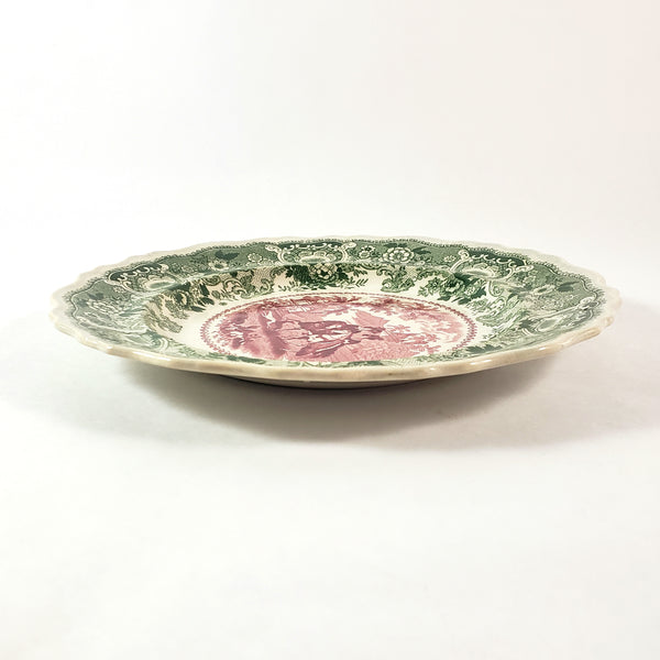 Antique Transferware 8” Plate Green & Red Bi-Color ANDALUSIA by Adams England