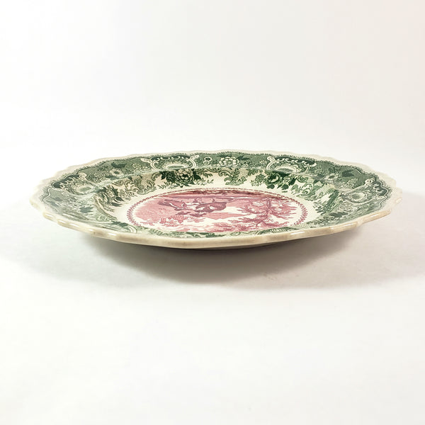 Antique Transferware 8” Plate Green & Red Bi-Color ANDALUSIA by Adams England