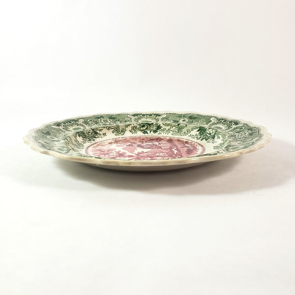 Antique Transferware 8” Plate Green & Red Bi-Color ANDALUSIA by Adams England
