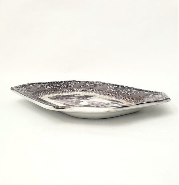 Antique Black Mulberry Ironstone Transferware Platter COREA 10 ½” J. Clementson England