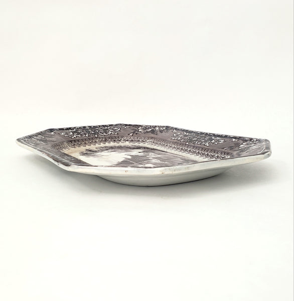 Antique Black Mulberry Ironstone Transferware Platter COREA 10 ½” J. Clementson England