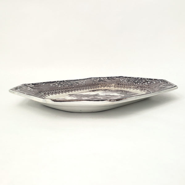 Antique Black Mulberry Ironstone Transferware Platter COREA 10 ½” J. Clementson England