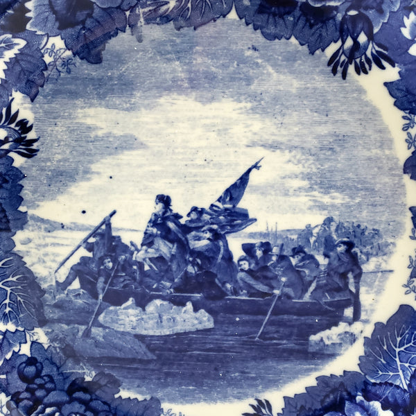 Wedgwood Historical Cobalt Blue Transfer 9" Plate Washington Crossing the Delaware Etruria