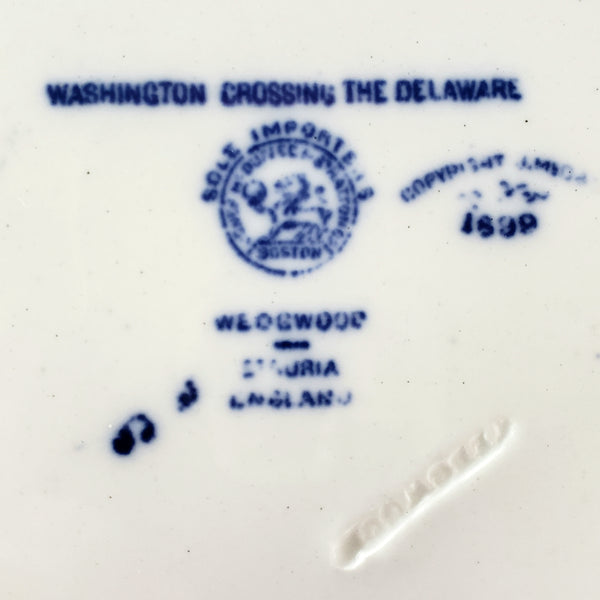 Wedgwood Historical Cobalt Blue Transfer 9" Plate Washington Crossing the Delaware Etruria