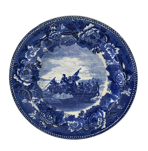 Wedgwood Historical Cobalt Blue Transfer 9" Plate Washington Crossing the Delaware Etruria