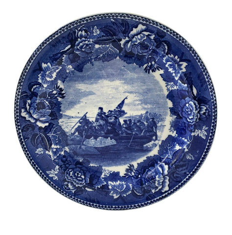 Wedgwood Historical Cobalt Blue Transfer 9" Plate Washington Crossing the Delaware Etruria