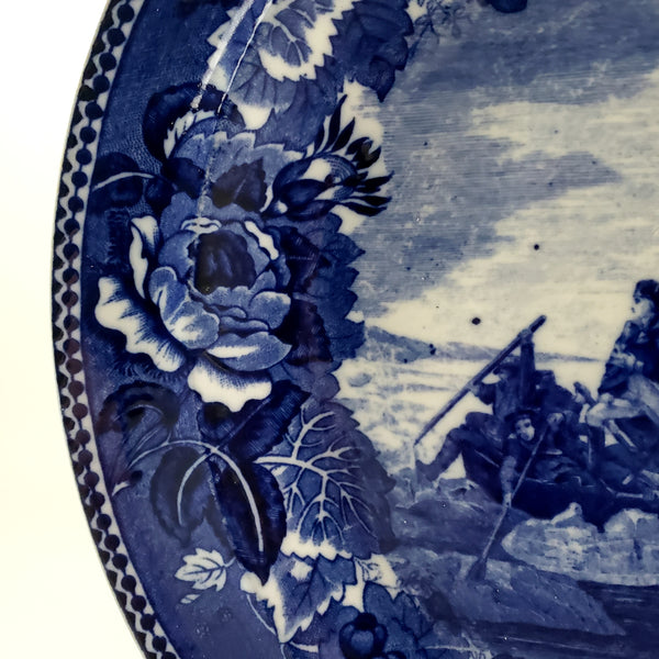 Wedgwood Historical Cobalt Blue Transfer 9" Plate Washington Crossing the Delaware Etruria