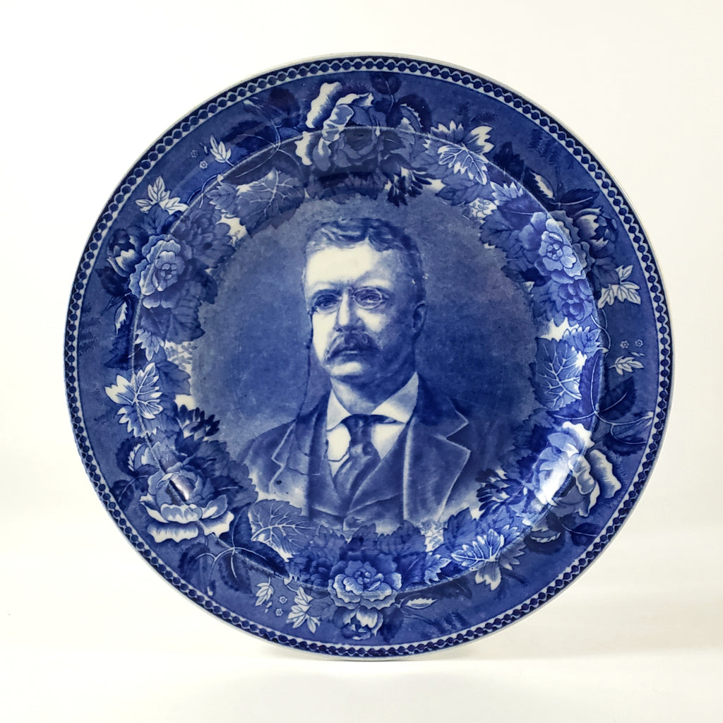 Antique Wedgwood Cobalt Blue 9" Commemorative Plate Theodore Roosevelt by Wedgwood Etruria