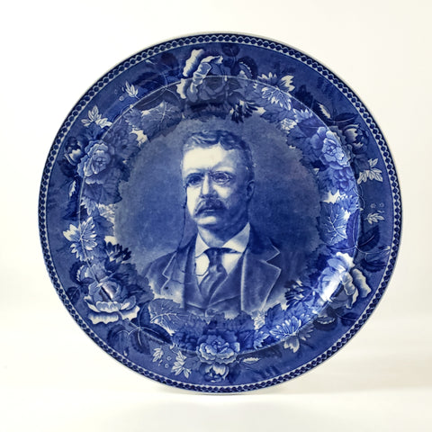 Antique Wedgwood Cobalt Blue 9" Commemorative Plate Theodore Roosevelt by Wedgwood Etruria