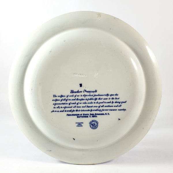 Antique Cobalt Blue 9" Commemorative Plate Theodore Roosevelt by Wedgwood Etruria