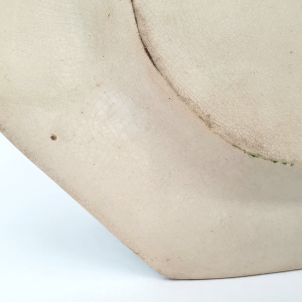 Antique Stick Spatter Octagonal Platter 13 3/8" Purple & Green Leaves