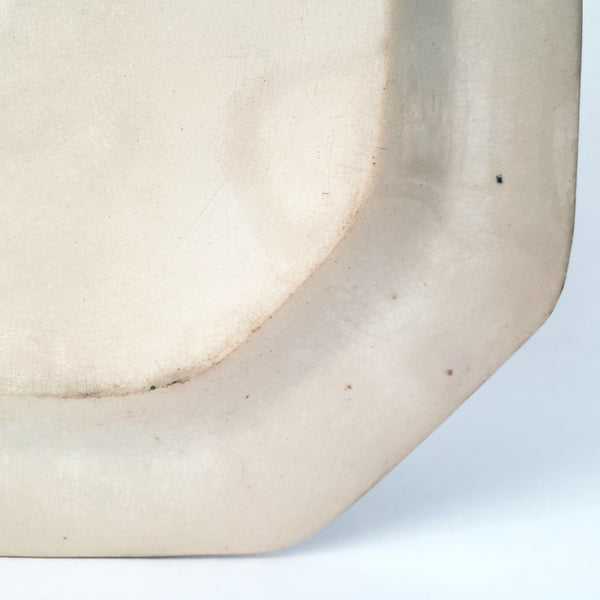 Antique Stick Spatter Octagonal Platter 13 3/8" Purple & Green Leaves