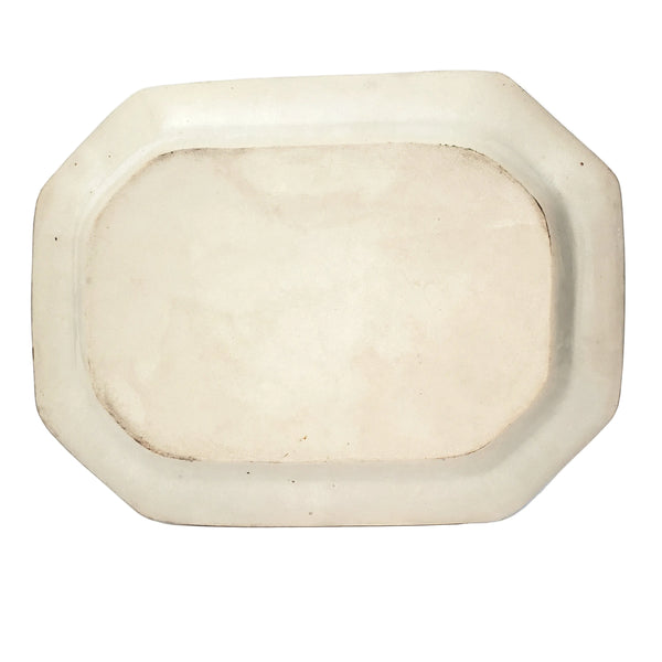 Antique Stick Spatter Octagonal Platter 13 3/8" Purple & Green Leaves