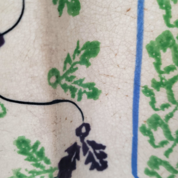 Antique Stick Spatter Octagonal Platter 13 3/8" Purple & Green Leaves