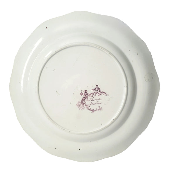 Antique Purple Transferware Dinner Plate Chinese Pastime 10 1/4"