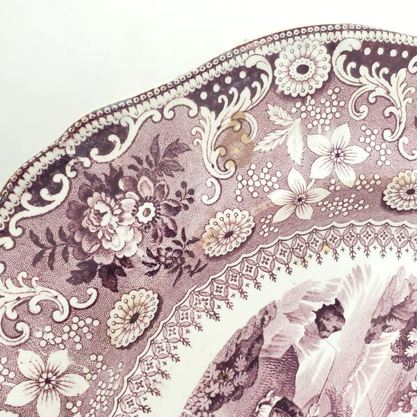 Antique Purple Transferware Dinner Plate Chinese Pastime 10 1/4"