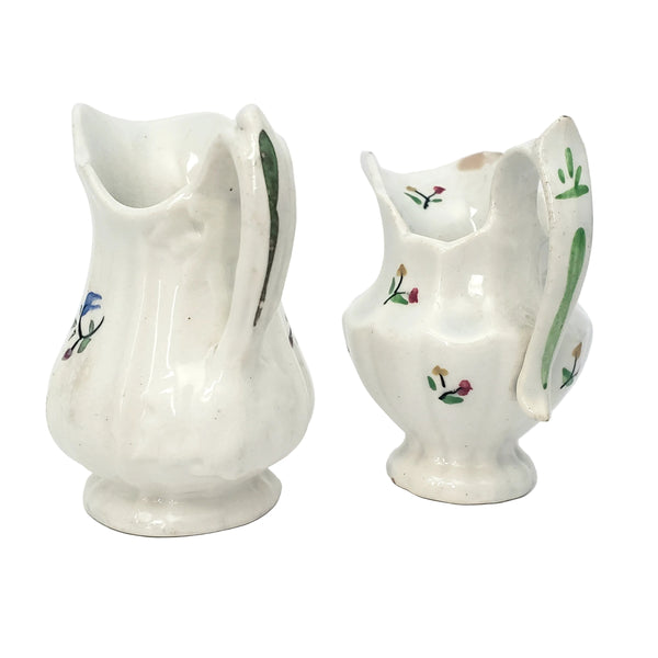 Antique Victorian Childs Play Miniature Pitchers 3 1/4" Set of 2