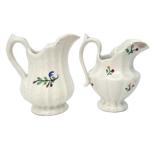 Antique Victorian Childs Play Miniature Pitchers 3 1/4" Set of 2