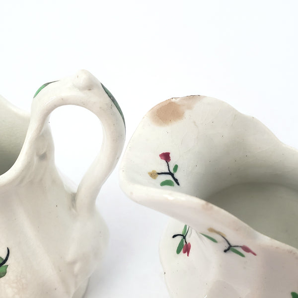 Antique Victorian Childs Play Miniature Pitchers 3 1/4" Set of 2