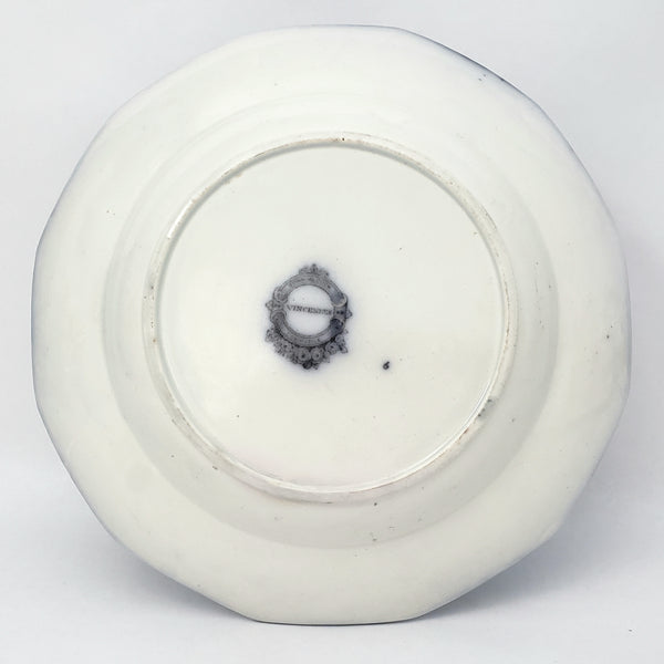 Antique Black Mulberry Transferware Rim Soup Bowl Vincennes John Alcock England