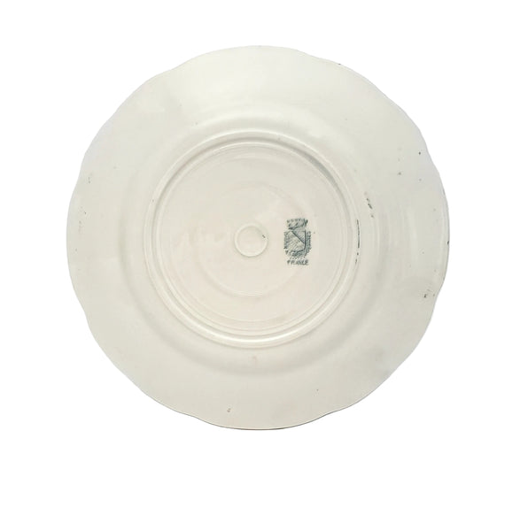 Historical French Black & Green Transferware 7 1/2" Plate by Digoin & Sarreguemines