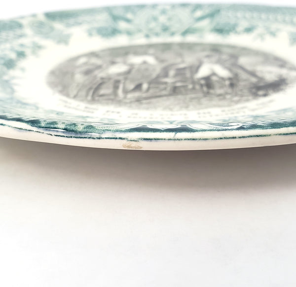 Historical French Black & Green Transferware 7 1/2" Plate by Digoin & Sarreguemines
