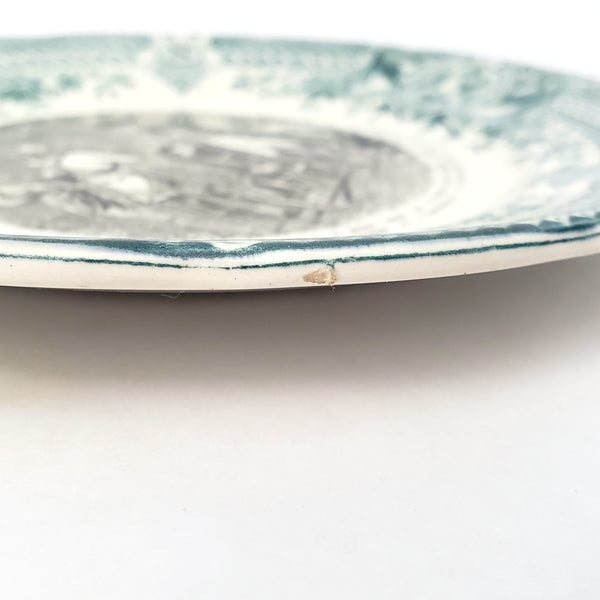 Historical French Black & Green Transferware 7 1/2" Plate by Digoin & Sarreguemines