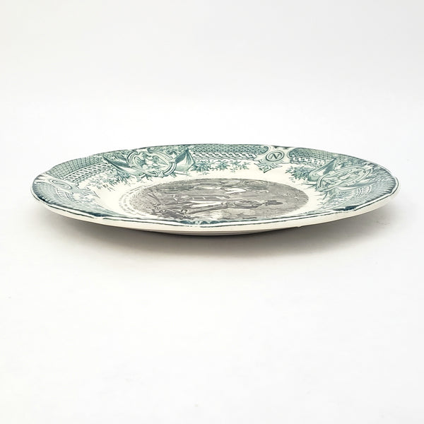 Historical French Black & Green Transferware 7 1/2" Plate by Digoin & Sarreguemines