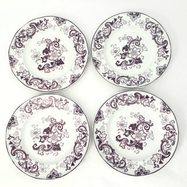 Antique Purple Transferware Plate Set of 4 Aurora Francis Morley & Co. England