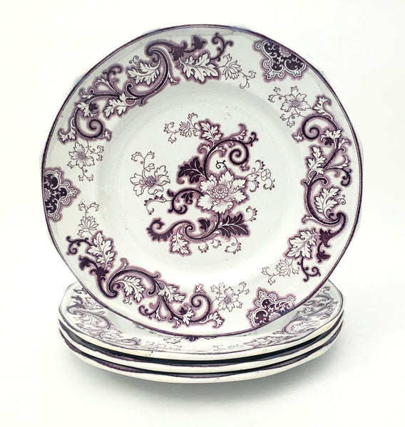 Antique Purple Transferware Plate Set of 4 Aurora Francis Morley & Co. England