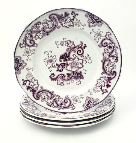 Antique Purple Transferware Plate Set of 4 Aurora Francis Morley & Co. England