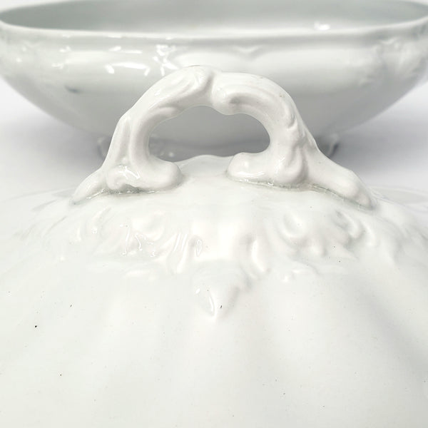 Antique White Ironstone Covered Vegetable Serving Dish by Johnson Brothers England