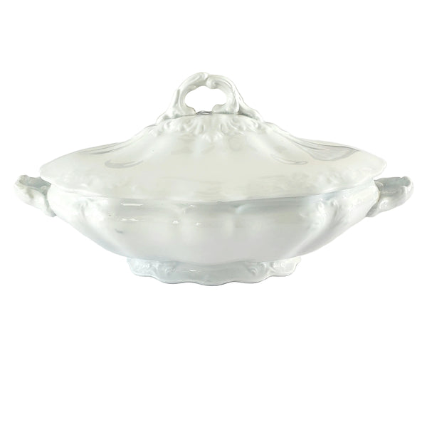 Antique White Ironstone Covered Vegetable Serving Dish by Johnson Brothers England
