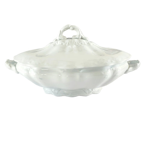 Antique White Ironstone Covered Vegetable Serving Dish by Johnson Brothers England