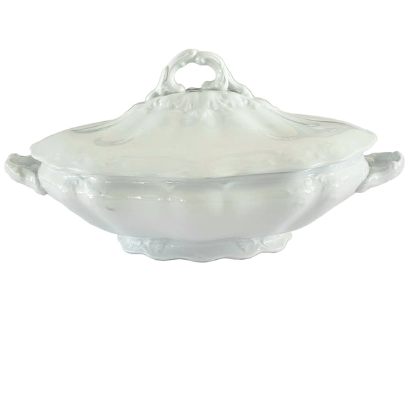 Antique White Ironstone Covered Vegetable Serving Dish by Johnson Brothers England