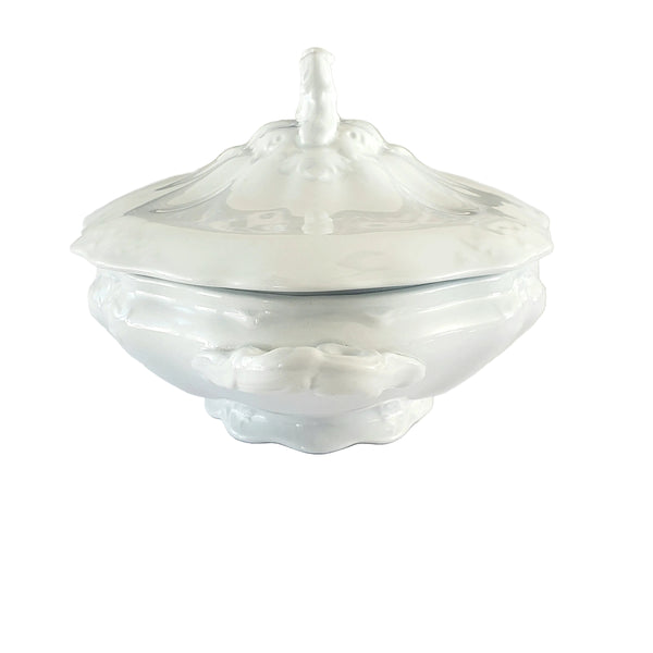 Antique White Ironstone Covered Vegetable Serving Dish by Johnson Brothers England