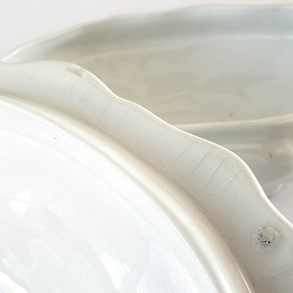 Antique White Ironstone Covered Vegetable Serving Dish by Johnson Brothers England