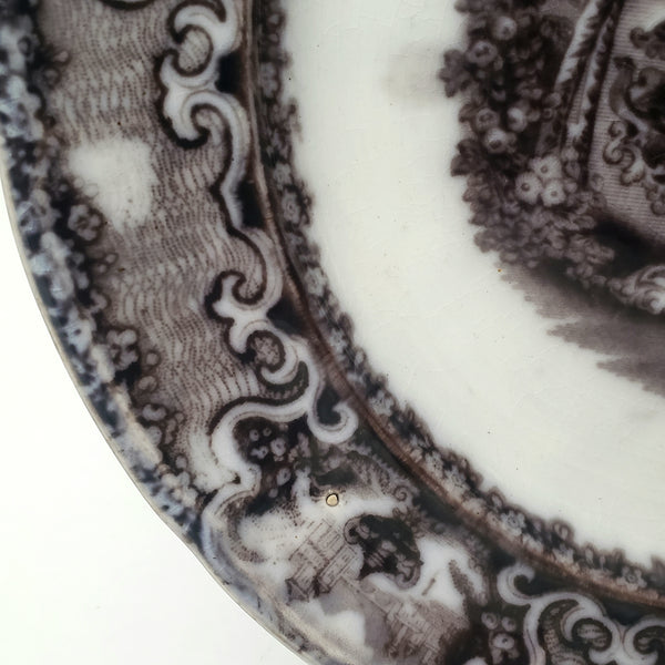 Flow Black Mulberry Pearl Stoneware Transferware Plate Set of 2 Washington Vase PW&Co