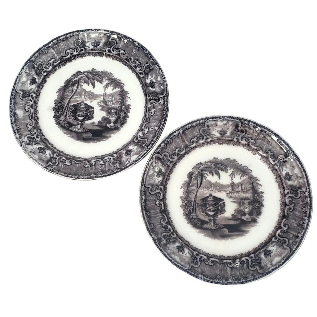 Flow Black Mulberry Pearl Stoneware Transferware Plate Set of 2 Washington Vase PW&Co