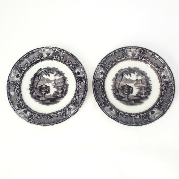 Flow Black Mulberry Pearl Stoneware Transferware Plate Set of 2 Washington Vase PW&Co