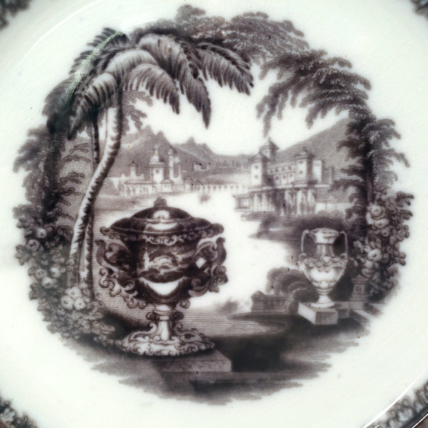Flow Black Mulberry Pearl Stoneware Transferware Plate Set of 2 Washington Vase PW&Co