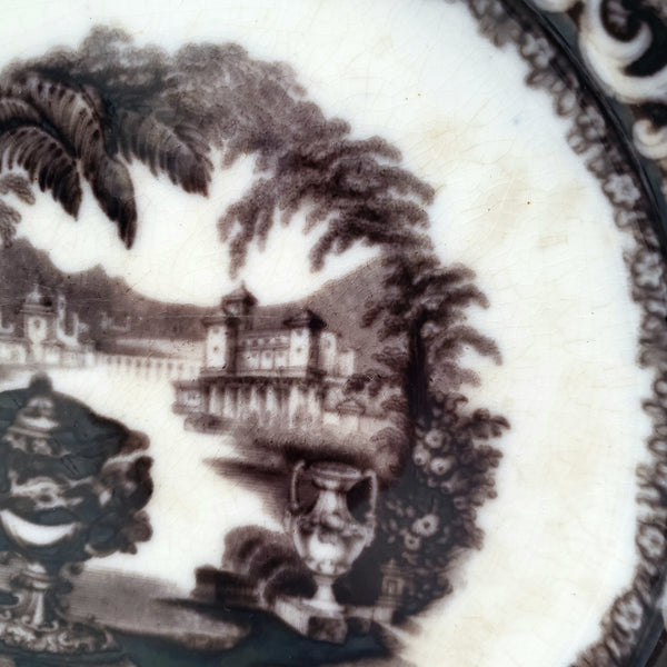 Antique Flow Black Transferware Plate 8 3/4" Washington Vase PW & Co England