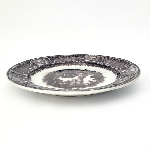 Antique Flow Black Transferware Plate 8 3/4" Washington Vase PW & Co England