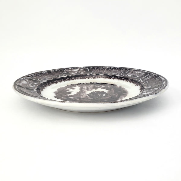 Antique Flow Black Transferware Plate 8 3/4" Washington Vase PW & Co England