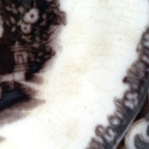 Antique Flow Black Transferware Plate 8 3/4" Washington Vase PW & Co England