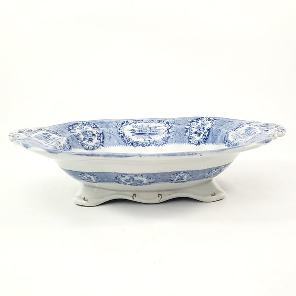 Antique Oval Blue Transfer Ware Covered Serving Bowl ORIENTAL by Ridgway England
