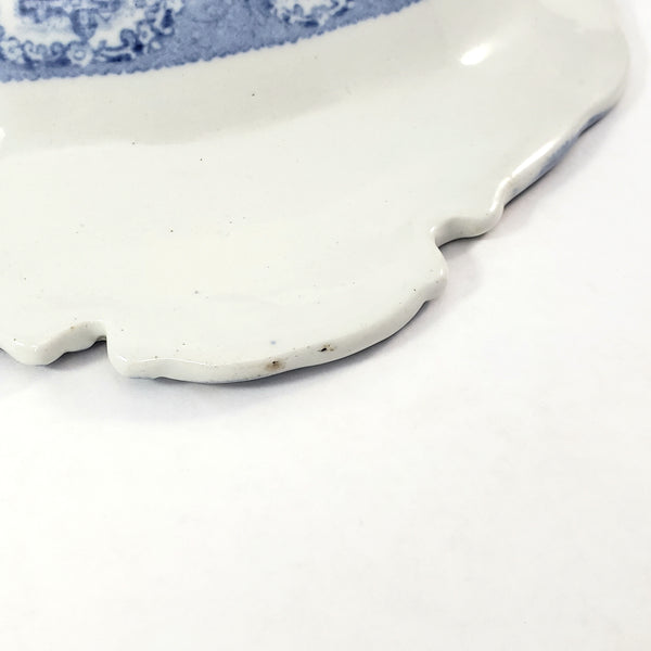 Antique Oval Blue Transfer Ware Covered Serving Bowl ORIENTAL by Ridgway England